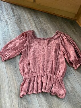 Democracy Washed Rust orange Peasant Blouse size small